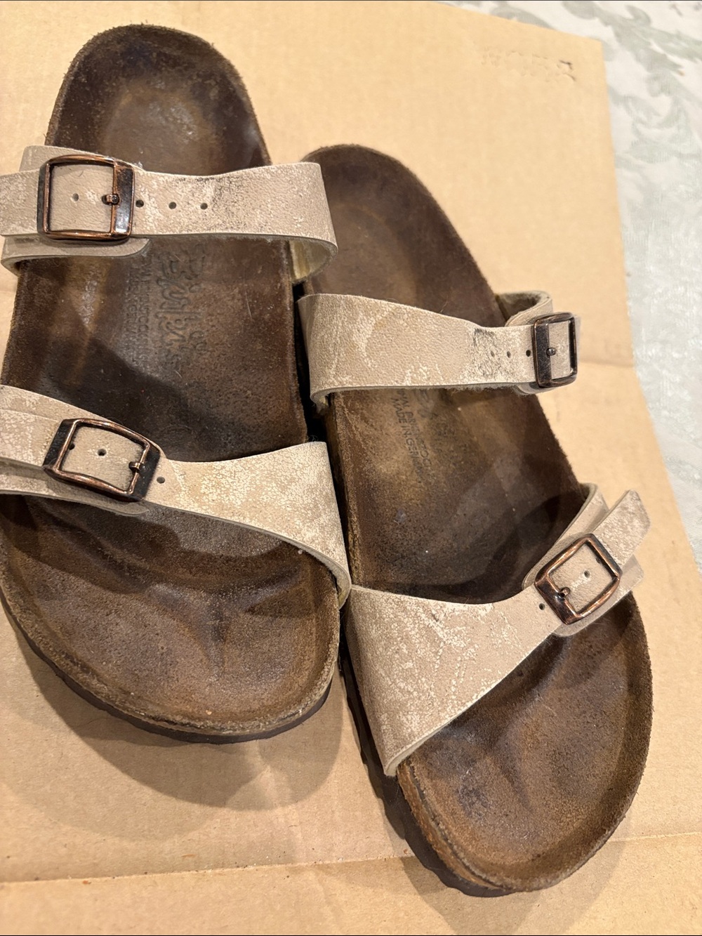 Birkis Women's Triple-Strap Sandals in Beige